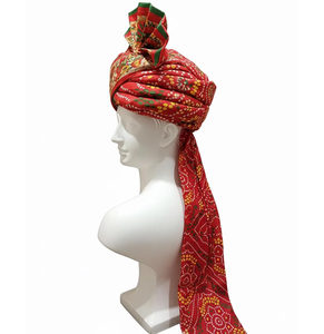 ผ้าโพกหัวราชาจักรพรรดิ์ราชสถานสีแดงแบบดั้งเดิม งานฝีมือทำมือแบบมารวารี ซาฟา สำหรับเจ้าบ่าวในงานแต่งงาน ผ้าโพกหัวแบบอินเดียสำหรับงานแต่งงาน - Product Image 1
