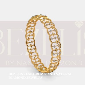 Pulsera de Oro con Diamantes Cultivados en Laboratorio BEZELIS, Estilo Antiguo Ornamentado, Corte Brillante Redondo, Lujosa para Mujer - Product Image 2