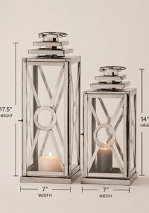 2026 Latest Design Stainless Steel Metal Candle Holder <b>Lantern</b> for Home and Hotel Lobby Decoration - Product Image 4
