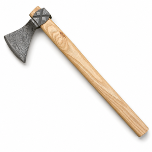 Custom Handmade Viking Mammen <b>Axe</b> Etched Carbon Steel Blade Ash Wood <b>Handle</b>, Camping <b>Axe</b> Bushcraft <b>Axe</b> - Product Image 1