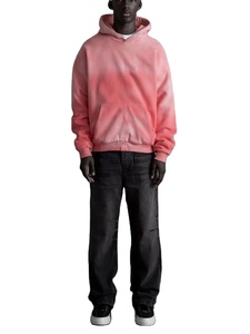 OEM Custom Printed Embroidery Logo Design <b>Men's</b> Vintage High Street <b>Hoodies</b> Knitted Hooded Clothes with Spray Dyes - Product Image 5