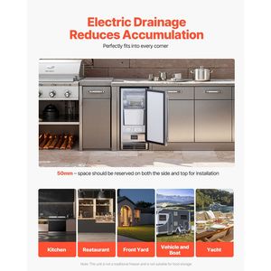 "50 Lbs/Day Stainless Steel Freestanding Undercounter <b>Ice</b> <b>Maker</b> Machine with Reversible Door and Cube <b>Ice</b> Shape" - Product Image 6