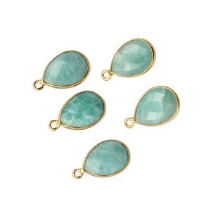 Colgante de Plata 925 Bañado en Oro Amarillo de 18k con Bisel y Piedra Preciosa de Amazonita Natural de 12x16mm, de Alta Calidad y Más Vendido, Ideal para Regalo - Product Image 3