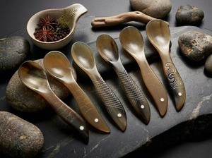 High Quality Brass Round Horn Spoon for Home Hotel & Restaurant Use Wedding Baby Soup Dessert Art Deco Industrial Design - Product Image 3
