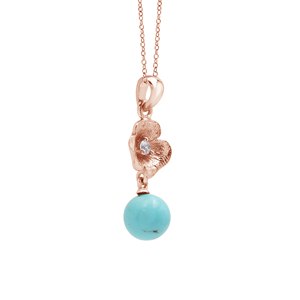 Flower Designer Pendant <b>Necklaces</b> S925 Sterling <b>Silver</b> Turquoise Round Brilliant Cut Diamond Rhodium Plated <b>Chain</b> Everyday Wear - Product Image 5