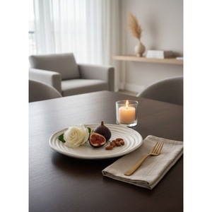 Plateau de service en céramique de style nordique, irrégulier, luxueux, texturé, en porcelaine mate, pour hôtel, restaurant, apéritif - Product Image 4