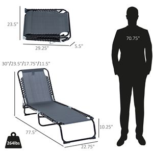 Sdraio Pieghevole da Esterno a 4 Posizioni Reclinabili, Sedia a Rete Traspirante per Piscina, Lettino Prendisole per Patio - Product Image 5