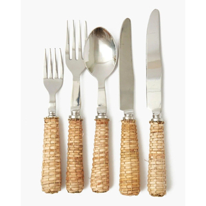 Juego de cubiertos de acero inoxidable de calidad deluxe, diseño moderno, mango de madera natural, juego de cubiertos para uso en el hogar, cocina y restaurante. - Product Image 5
