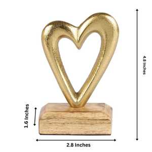Golden Heart Sculpture Wooden Base Modern Decor Artistic Tabletop Ornament Valentine's Day Gift Living Room Decoration - Product Image 5