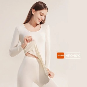 Sous-vêtements thermiques pour femme en coton, sans couture, respirants, à col en V, pour le sport d'hiver, longs bas de corps - Product Image 4