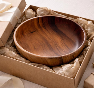 ชามสลัดไม้กระถินณรงค์ทำมือ ลายไม้สวยงาม เป็นมิตรกับสิ่งแวดล้อม - Product Image 1