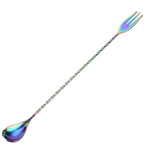Cuillère à cocktail en acier inoxydable de qualité supérieure, manche torsadé, mélangeur de boissons, outil de bar élégant et professionnel - Product Image 3
