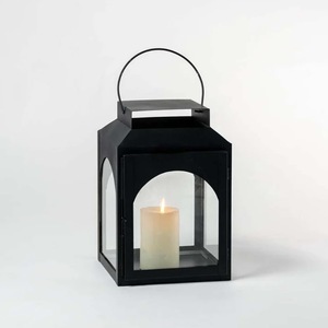 <b>Black</b> Metal <b>Lanterns</b> With Toughened Glass Panels For Home Decoration Durable Iron Candle Holders Set Of Four Different Sizes - Product Image 3