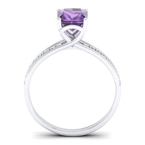 Bague de fiançailles solitaire en or 14 carats avec diamant REYES, vente flash, pour femme, coupe princesse personnalisée, améthyste 1,25 carat, bijoux. - Product Image 4