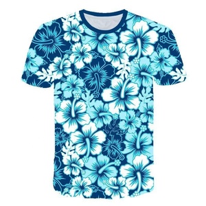 เสื้อยืดแขนสั้นพิมพ์ลายดอกไม้สีน้ำเงินสำหรับผู้ชาย คอกลม ทรงปกติ เสื้อโพลีเอสเตอร์ระบายอากาศได้ดี - Product Image 6