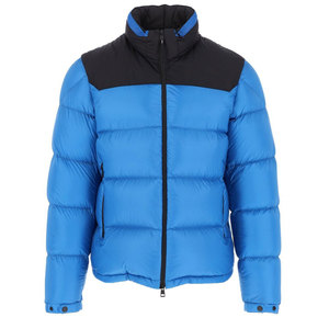 <b>Men</b> <b>Blue</b> Down Puffer Jacket Stand Collar Color Blocking Windproof Winter Coat Casual Regular Fit Zipper Closure - Product Image 5