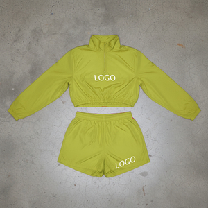 Ensemble de survêtement sportif pour femmes grande taille personnalisé, léger, respirant, en coton, uni, court, pour l'entraînement estival - Product Image 3