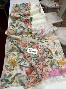 Sari Indio Exclusivo de Lino con Estampado Digital, para Verano e Invierno, de Secado Rápido, Elegante, Étnico, Festivo, para Novias - Product Image 2
