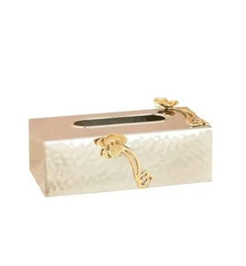 Caja de Servilletas Metálica con Diseño Martillado, Forma Rectangular, Logotipo Personalizado, Caja de Papel para Servilletas de la India - Product Image 1