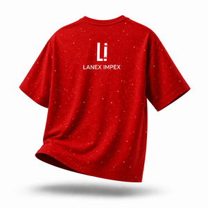 Camiseta Personalizada con Pedrería Roja para Hombre, Estilo Urbano Holgado, Manga Corta, Cuello Redondo, Diseño Gráfico, Fabricante de Ropa de Moda - Product Image 3