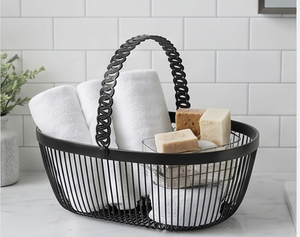 Modern Oval Metal <b>Wire</b> <b>Storage</b> <b>Basket</b> With Handle For Neatening Multi-Purpose Organization Stylish Home Accent - Product Image 6