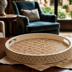 Luxury Bone Inlay Decorative Serving Tray Handmade Floral Accent Piece for Coffee <b>Table</b> <b>Console</b> and Bedroom Display - Product Image 5