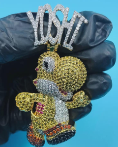 Pendentif personnalisé de luxe style hip-hop avec personnage de dessin animé, serti de diamants moissanite, en argent 925, pour cadeau d'anniversaire homme - Product Image 1