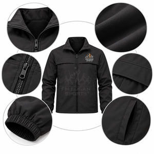Veste coupe-vent noire personnalisée pour homme, style décontracté, légère, entièrement zippée, fabricant de vêtements OEM ODM - Product Image 4