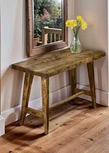 Mesa Consola Estrecha de Madera Maciza Rústica con Patas Cónicas y Tablero Rectangular Compacto para Entrada, Mueble de Salón, Diseño de Espacio - Product Image 3