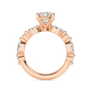 Anillo de Compromiso Moderno de Oro Rosa de 10K con Diamantes Cultivados en Laboratorio, Piedras Redondas, Marquise y Ovaladas, 2.80 CTW - Product Image 2