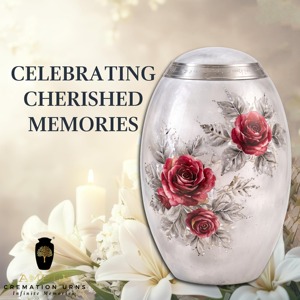 โกศบรรจุอัฐิแบบยุโรปและอเมริกัน สีแดง กุหลาบแดง เป็นมิตรกับสิ่งแวดล้อม สำหรับบรรจุอัฐิของมนุษย์ สำหรับผู้ใหญ่ งานศพ งานไว้อาลัย ขนาด 10 นิ้ว - Product Image 4