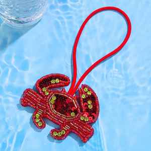 พวงกุญแจปักลูกปัดและเครื่องประดับกระเป๋าทำมือจากเม็ดลูกปัดพร้อมลายเทศกาลจากอินเดีย - Product Image 4