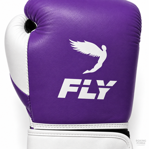 Fly Leather Laced Boxing Gloves Training for Adults <b>Lace</b>-Up Closure Purple and White Unisex Cheap and Affordable - Product Image 5