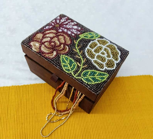 Beautiful Handmade Hand Embroidery Rectangle Jewelry <b>Box</b> with Florals Pattern and Embossed Finish - Product Image 6