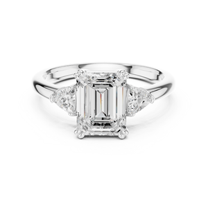 Bague de fiançailles en or 14 carats pour femme, diamant de laboratoire certifié IGI 2 carats taille émeraude et taille trilobé latéral, pour anniversaire et mariage - Product Image 6