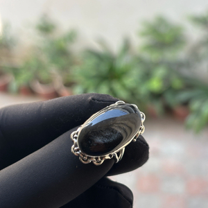 Hot Selling Designer Handmade Bohemian Style <b>Black</b> Sheen obsidian <b>Rings</b> Silver Plated Natural Gemstone Engagement <b>Ring</b> - Product Image 2