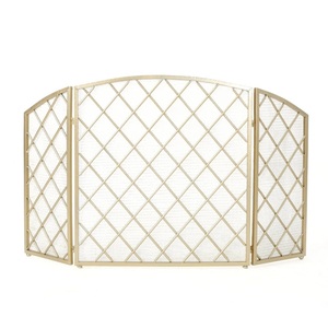 Paravent de cheminée pliable en métal à trois panneaux, motif diamant Regency, protection anti-étincelles en maille, résistant à la chaleur - Product Image 6