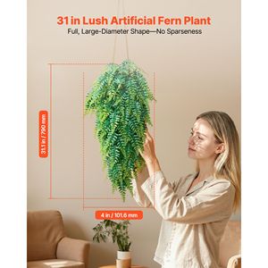 12 Pcs 32 Inch Hanging Length Artificial Boston Fern Bush <b>Plastic</b> Faux Greenery Indoor/Outdoor Artificial <b>Plants</b> Greenery - Product Image 2
