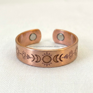Anillo de Cobre Puro Premium con Fases Lunares • Banda de Lujo con Sol Central y Curación Celestial - Product Image 6