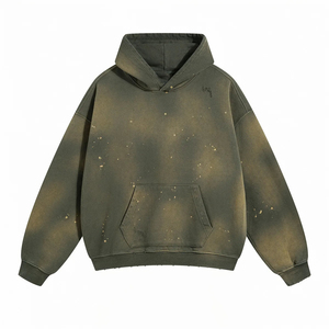 เสื้อฮู้ดซิปผู้ชายทรงโอเวอร์ไซส์ ผ้าฟลีซ สีพื้น สวมใส่สบายๆ สำหรับฤดูใบไม้ร่วง ผลิตจากผ้าฝ้าย 100% ทรงปกติ ดีไซน์แบบถัก - Product Image 2