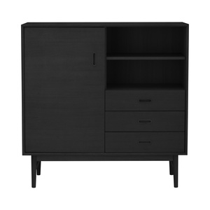 Premium Oak Veneer <b>Tall</b> Sideboard Cabinet with Shelves for Living Room Dining Room Home Furniture - Product Image 3