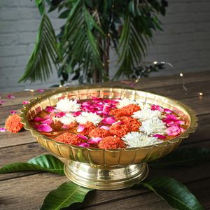 Elegant <b>Floating</b> Tea Light Holder Urli Bowl Universal Art Creation UAC1022 Metal Handmade Lid Home Temple/Pooja Decor <b>Candles</b> - Product Image 3