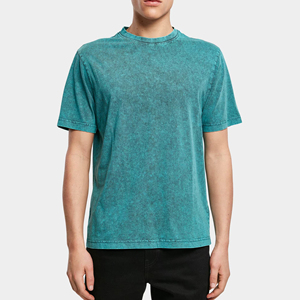 Camiseta Casual de Algodón 100% con Lavado Ácido, Corte Ajustado para Hombre, Alta Calidad, Precio Bajo, Logotipo Frontal Personalizado, Color Sólido - Product Image 3