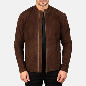 Casual <b>Men's</b> Winter <b>Suede</b> <b>Jacket</b> Stand Collar Front Logo Breathable Windproof Soft Material for Seasonal Wear Daily Activities - Product Image 1