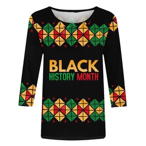 Camisetas Casuales de Manga 3/4 para Mujer, Estampadas por Sublimación, de Spandex/Poliéster, con Logotipo de Patrimonio Cultural, Cuello Jersey, Talla Grande, para Otoño - Product Image 5