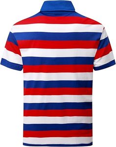 เสื้อเจอร์ซีย์ลายทางสีแดง ขาว น้ำเงิน สำหรับผู้ชาย ผ้าฝ้าย ทรงปกติ แขนสั้น เสื้อกอล์ฟลำลอง สวมใส่สบาย มีสไตล์ ไซส์พลัส - Product Image 2