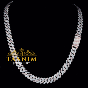 TASNIM <b>White</b> <b>Gold</b> VVS Moissanite Round Diamond 10mm Cuban Chain Prong Setting Luxury <b>Men</b> and Women's Wedding - Product Image 1