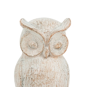 Vintage design resin white barred owl bookend set decorative animal <b>book</b> holder rustic farmhouse style desk organizer - Product Image 3