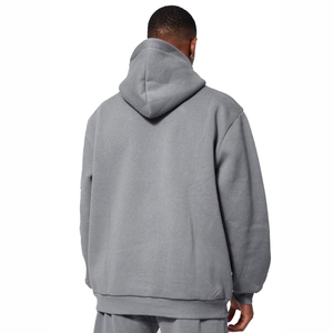 <b>Men's</b> <b>Grey</b> Hooded Pullover <b>Sweatshirt</b> By KALEEM QUALITY WEAR 100% Cotton Fleece Regular Fit Casual Autumn Wear - Product Image 2