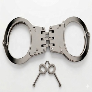 Menottes de sécurité Phoenix 100% en acier inoxydable argenté de haute qualité, à double verrouillage, conception à charnière centrale, sans sangle, Inde - Product Image 1